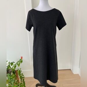 PAOLA FRANI Short Sleeve Boat Neck Shift Dress Zip Back Made Italy Lagenlook